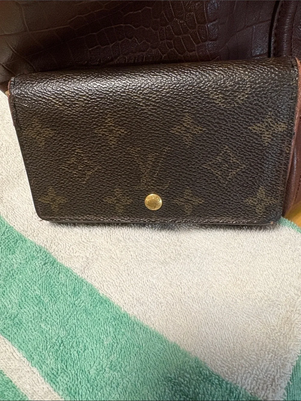 Louis Vuitton Dark Brown Monogram Canvas Bi-Fold Wallet with Gold Snap